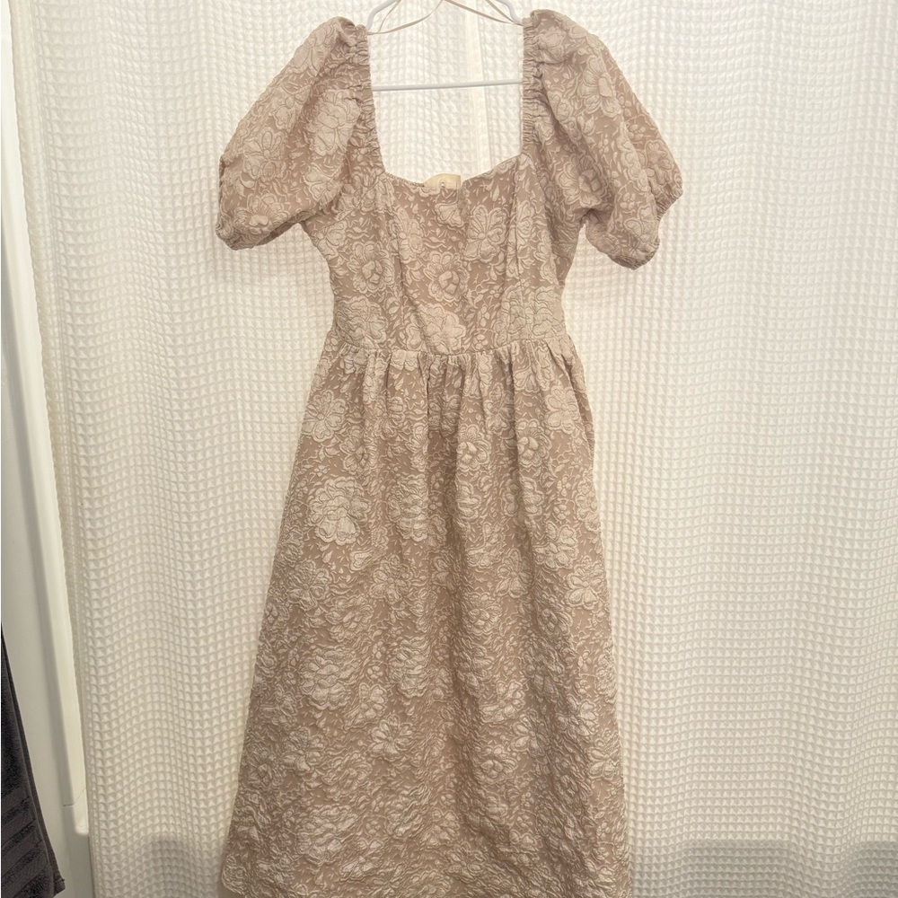 Chic Puff Sleeve Lace Maxi Dress